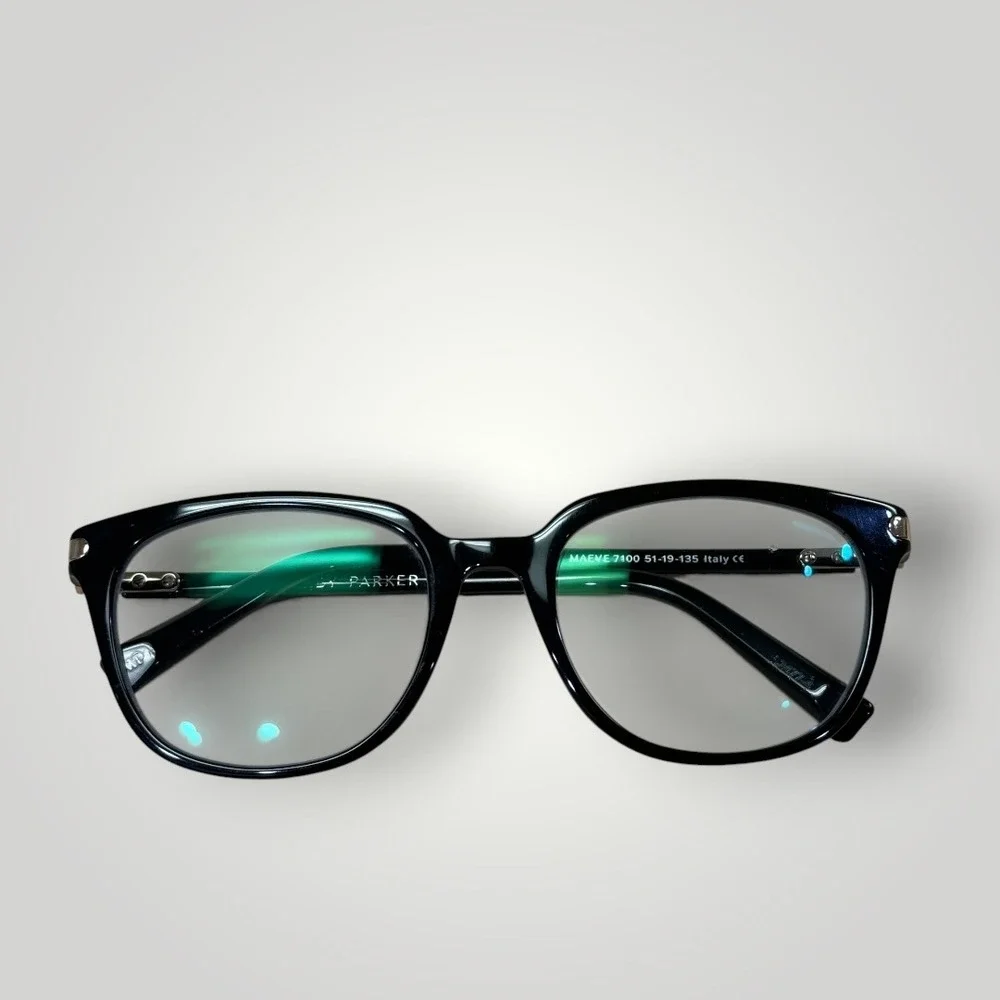 Warby Parker Maeve 7100 Black Square Eyeglasses Gold Accents Italy 51-19-135